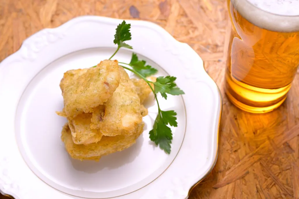 たいのビール衣揚げ　海藻の香り